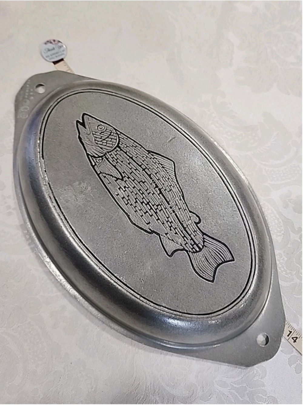 Wilton Armetale Fish Platter Pewter Large Oval Handled 14" Silver Vintage - Picture 16 of 16